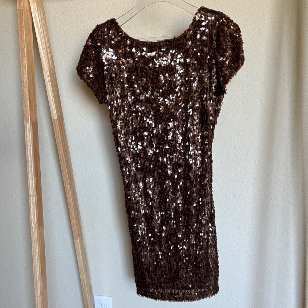Glamorous Chocolate Sequin Mini Dress